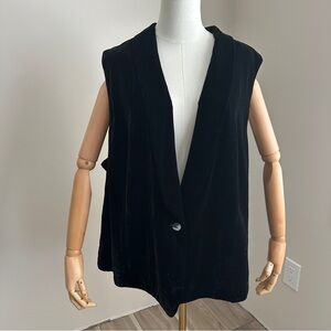 J Jill Black Velvet Silk Blend Vest Lined Waistcoat Tuxedo Boho 

Plus Size 3X
